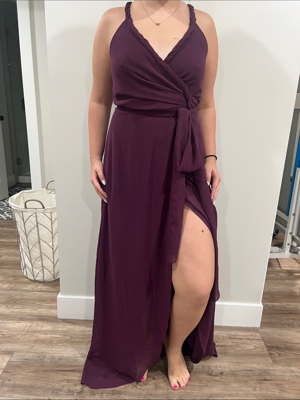 Ceremony by Joanna August Plum Braided-Strap Wrap Maxi Dress
